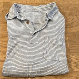 Patagonia Light Blue Striped Polo Shirt